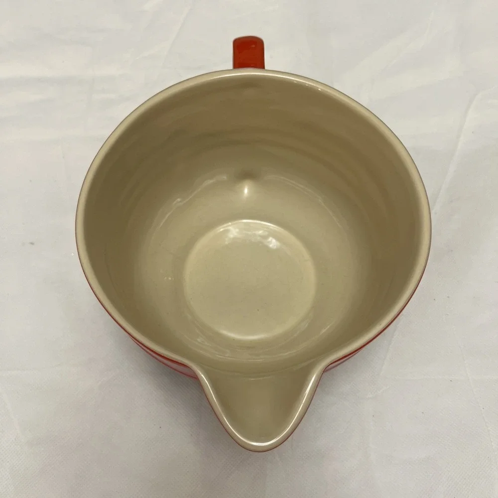 Le Creuset Batter Mixing Bowl Red 2 Qt Spout Handle Glazed Non Stick Carise